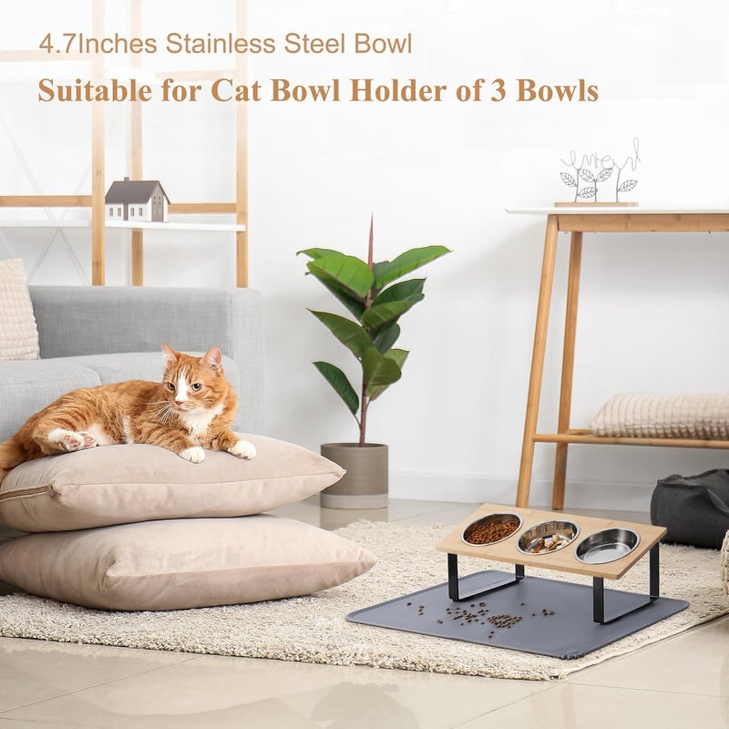 Summark Stainless Steel Raised Cat Food Bowl for 3 Bowls, 4.7-Inch Replaceable Cat Bowl, 3 Pack （Only fit 4.7 inch 3 Bowls） - Image 3